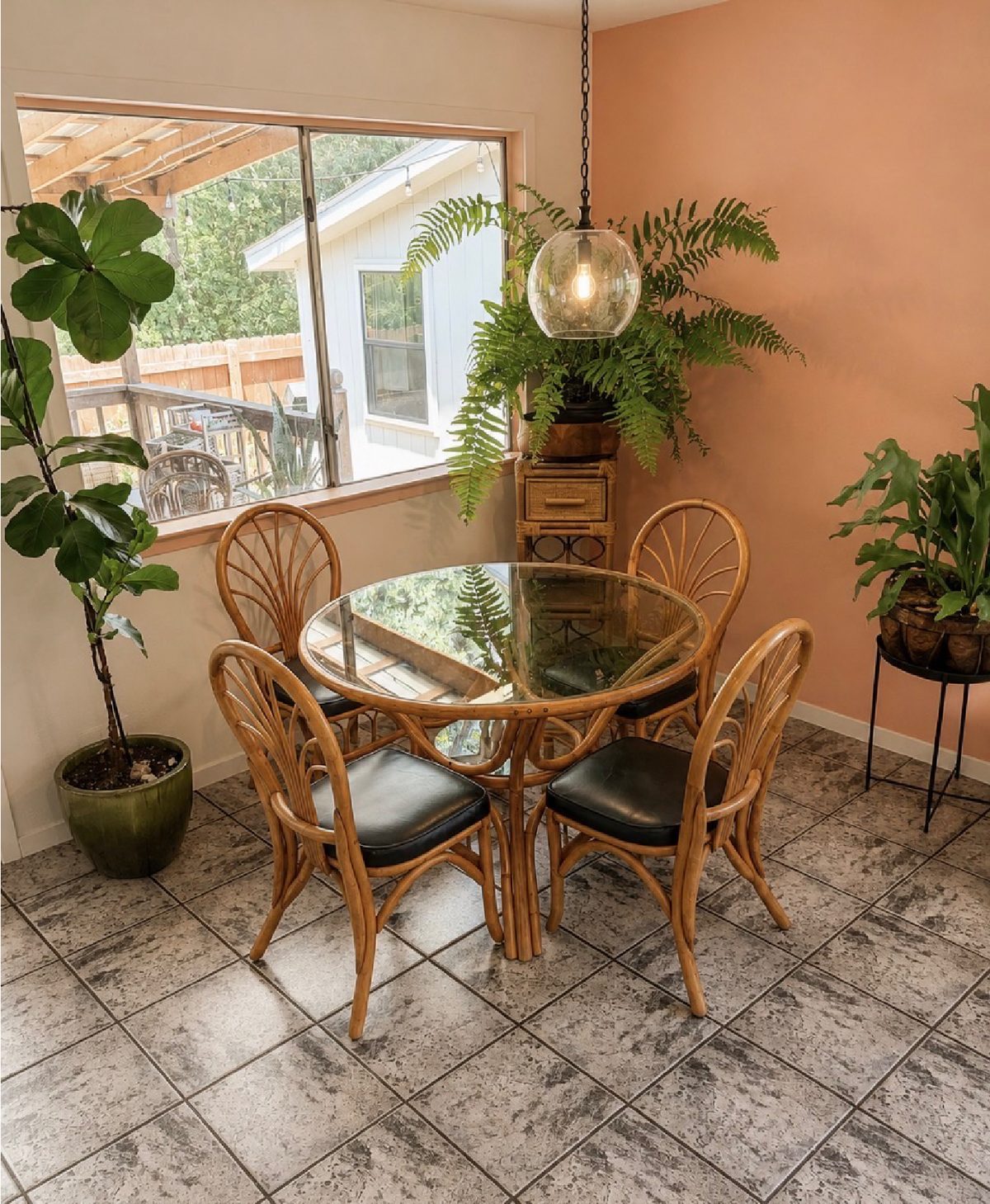 Flora, a 4-piece 1970s bamboo dining set